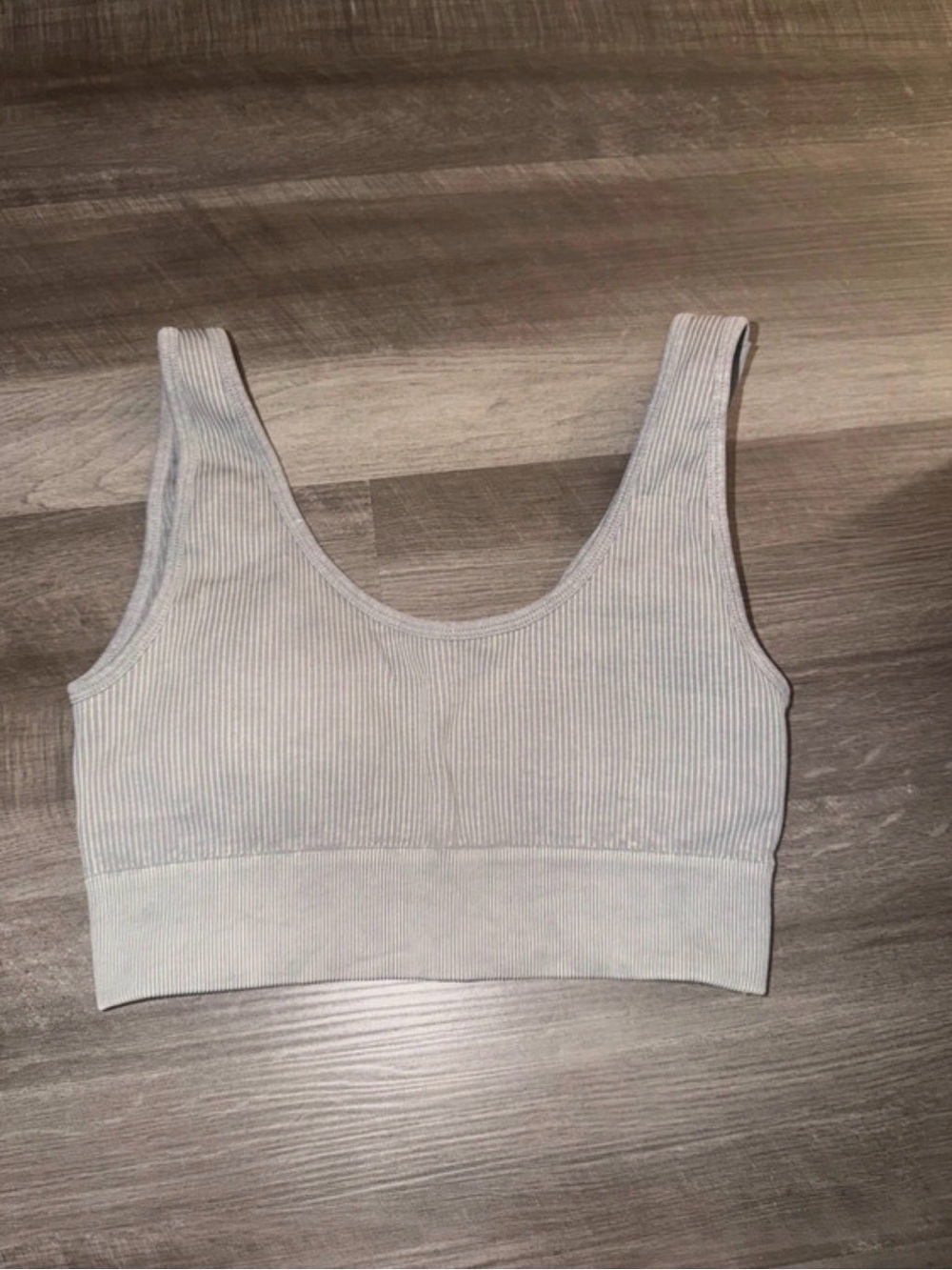 YoungLA Ribbed Scoop Crop Tank - Light Gray